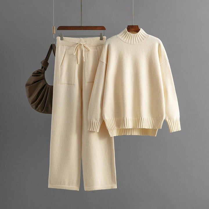 Ensemble à col roulé en maille douce pour femmes, style minimaliste - Amélie