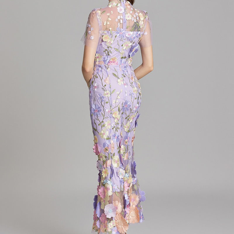Robe longue fleurie brodée femme - Fiorella