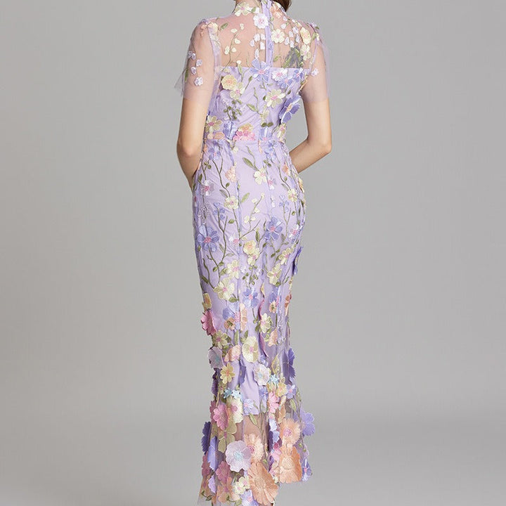 Robe longue fleurie brodée femme - Fiorella