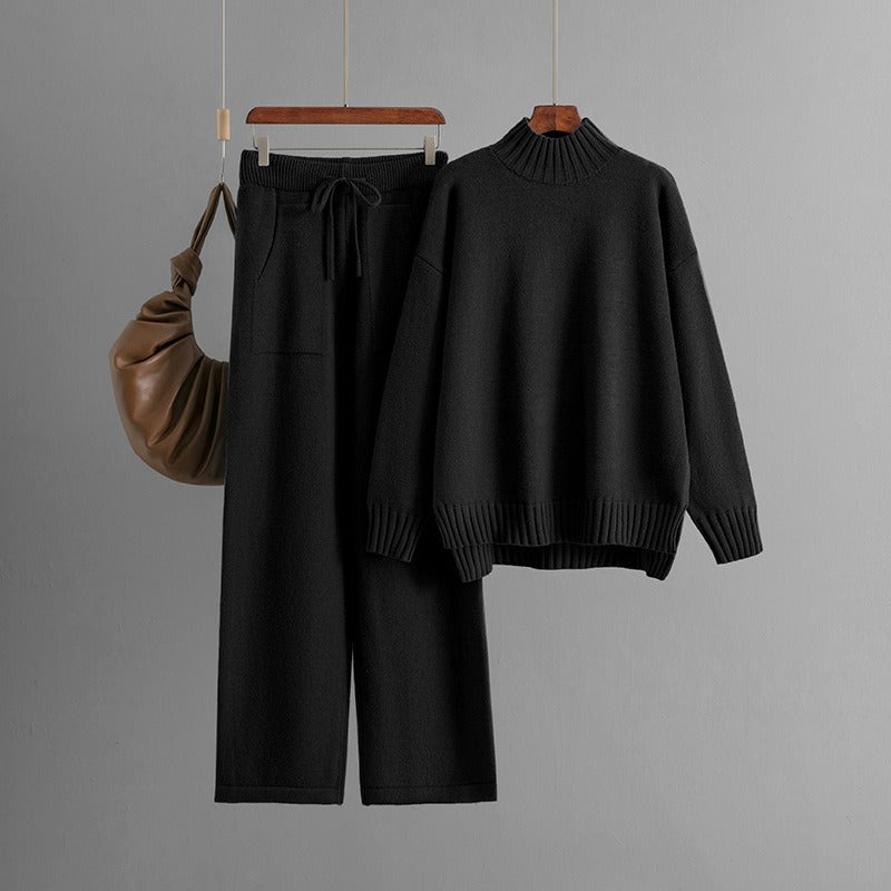 Ensemble à col roulé en maille douce pour femmes, style minimaliste - Amélie