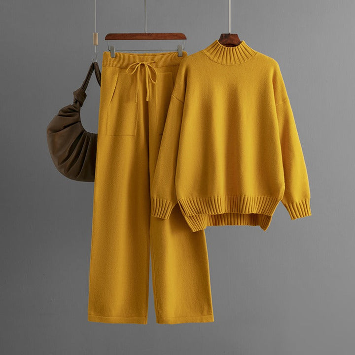 Ensemble à col roulé en maille douce pour femmes, style minimaliste - Amélie