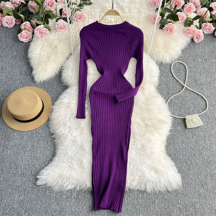 Robe à manches longues en maille serrée - Elina