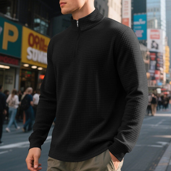 Pull demi-zip pour hommes avec texture gaufrée - Taren