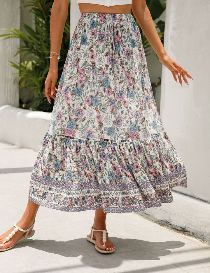 Jupe longue femme imprimé floral bohème - Vianey