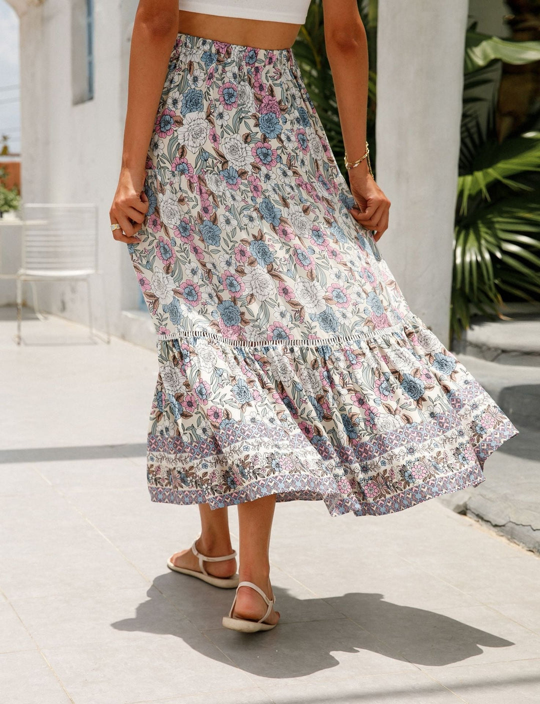 Jupe longue femme imprimé floral bohème - Vianey