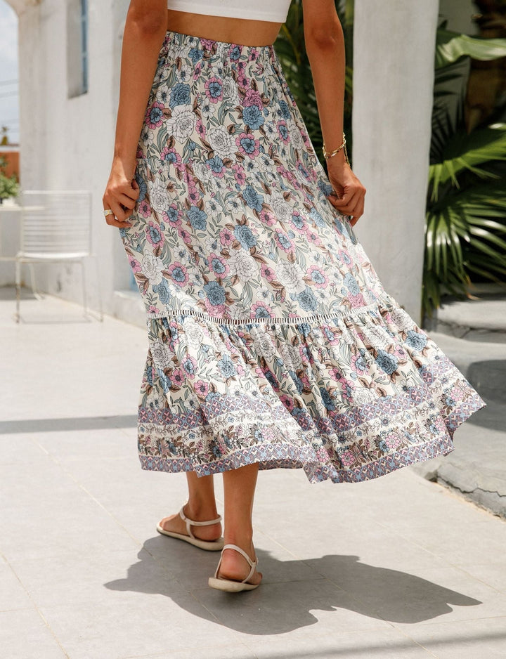 Jupe longue femme imprimé floral bohème - Vianey
