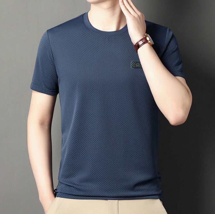 T-shirt technique à col ras du cou en tricot pour hommes - Henry