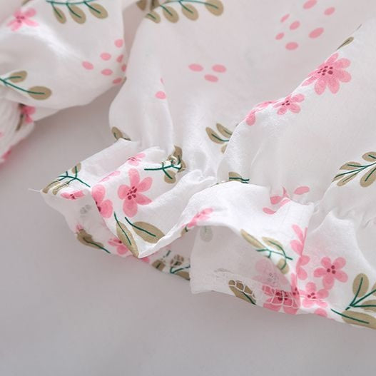 Chemisier à fleurs pour femmes avec nid d'abeilles et manches bouffantes style romantique - Lía