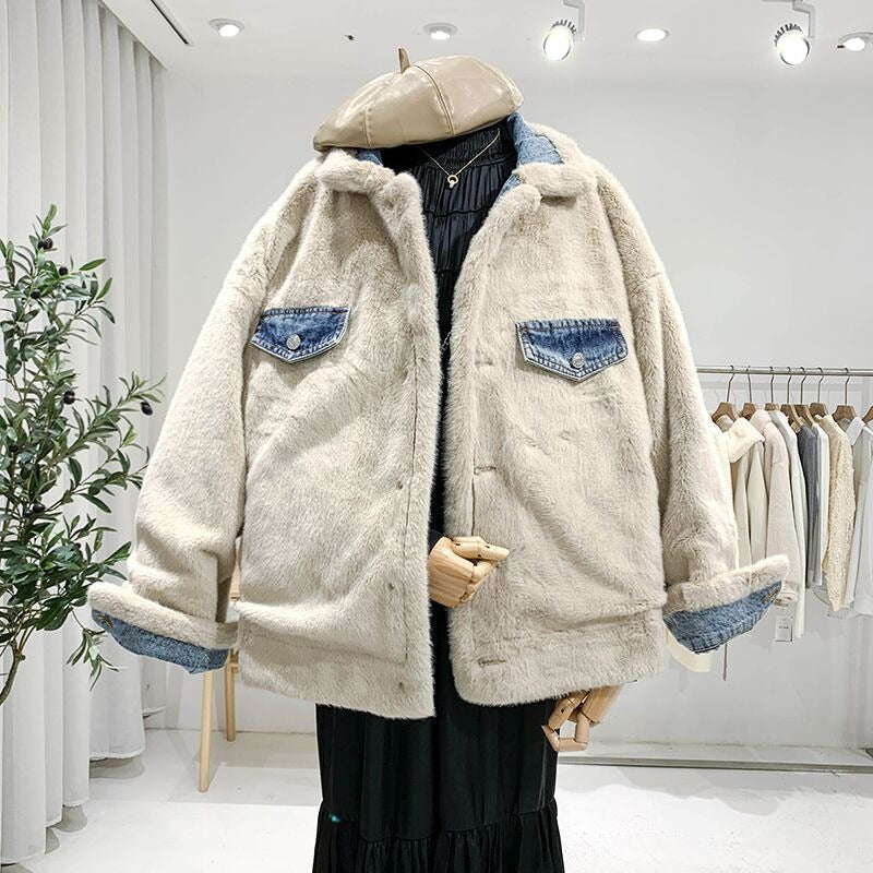 Veste en jean oversize pour femme avec doublure en polaire - Maelis