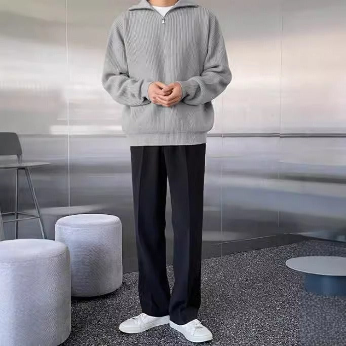 Pull col roulé zippé côtelé homme - Nils