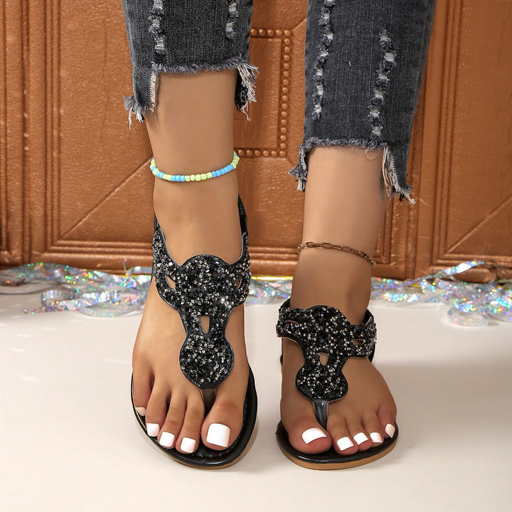 Sandales pour femmes avec paillettes, élégantes et plates - Aurora