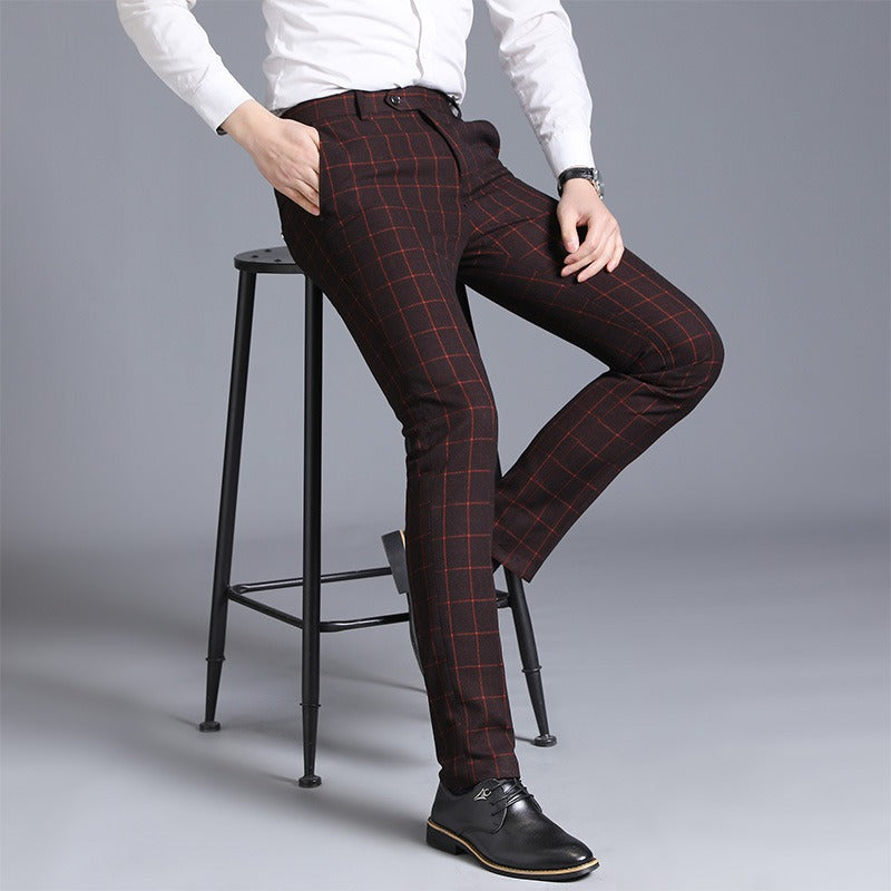 Pantalon slim à carreaux pour hommes - Léon