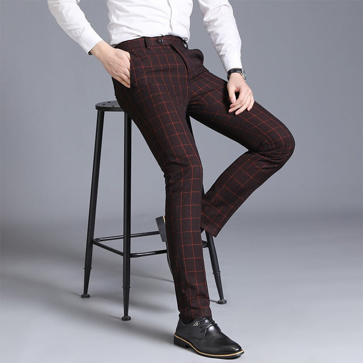 Pantalon slim à carreaux pour hommes - Léon