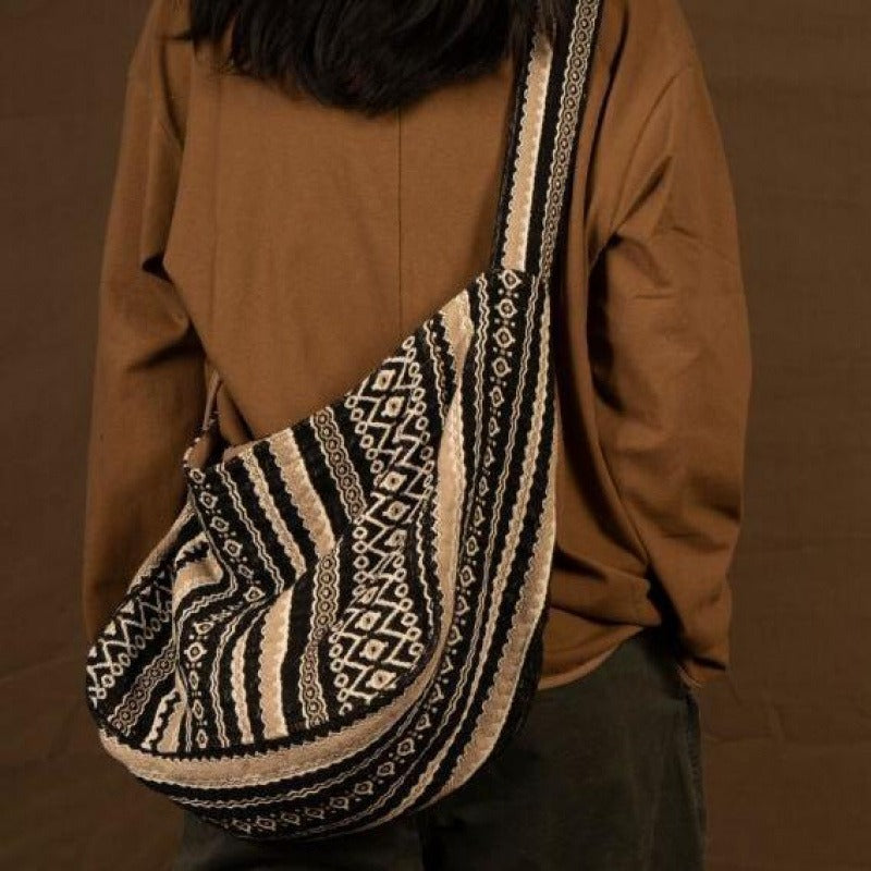 Sac à bandoulière en jacquard tissé de style vintage et ethnique pour femme - Mariana