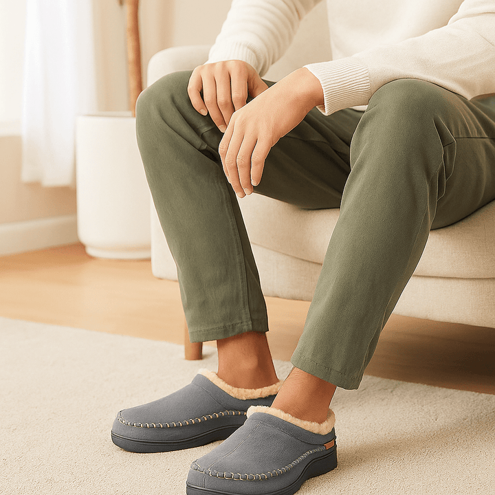Chaussons classiques en peluche pour hommes - Renhal