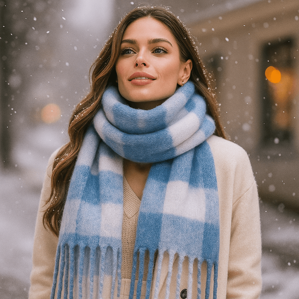 Echarpe à carreaux pour femme avec un effet doux et élégant - Karmin