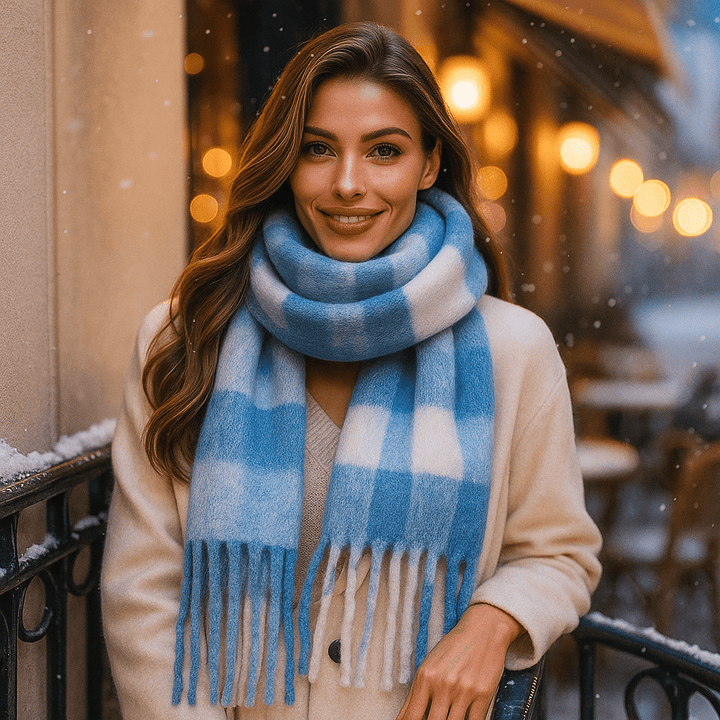 Echarpe à carreaux pour femme avec un effet doux et élégant - Karmin