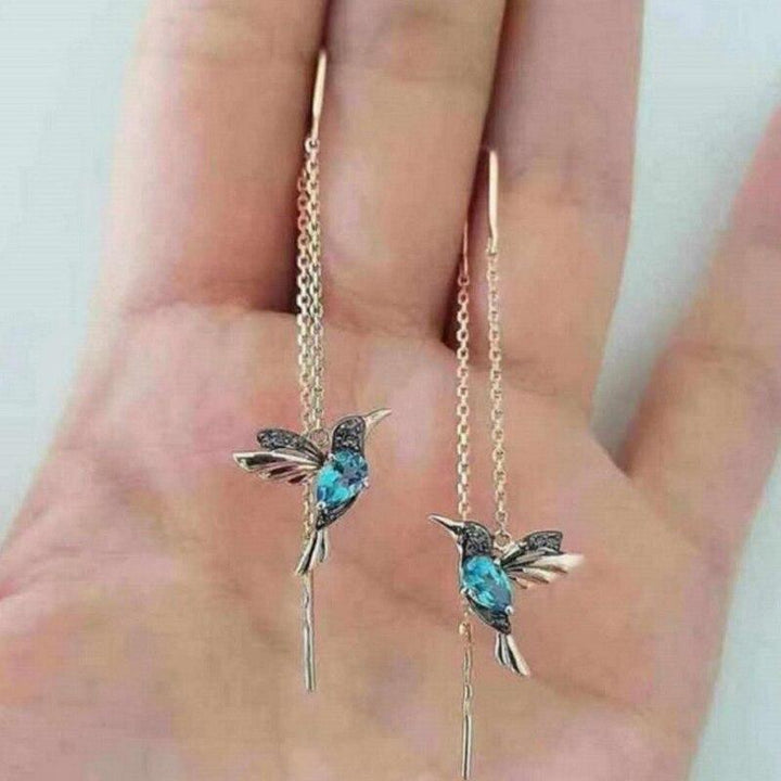 Boucles d'oreilles colibri émaillé en or pour femmes - Katja