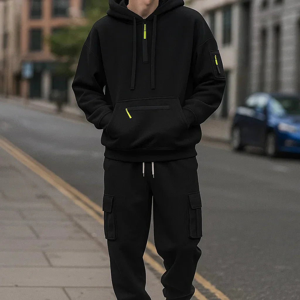 Ensemble sweat-shirt et pantalon cargo pour hommes - Keiran