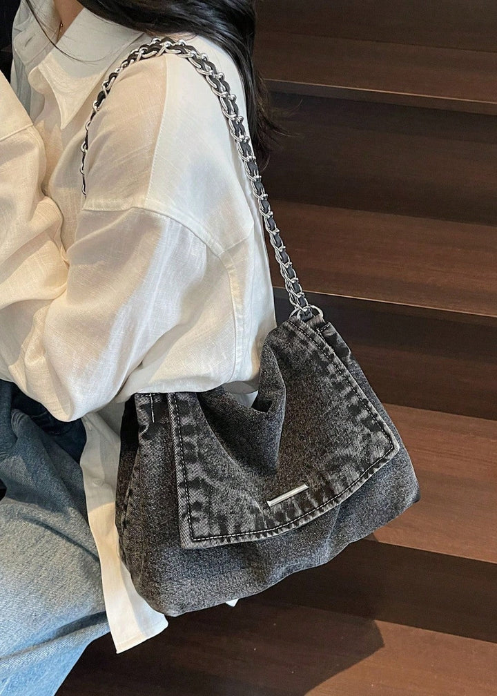 Sac à chaîne métallique de style urbain en denim - Briseida