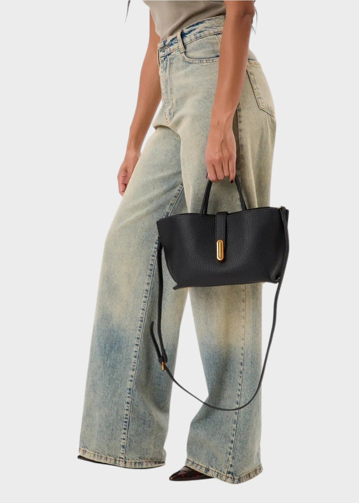 Sac fourre-tout femme cuir synthétique texturé design élégant - Noiré