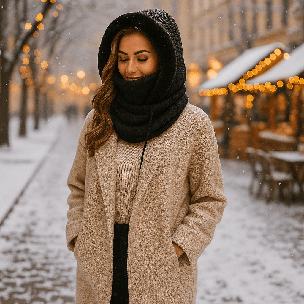 Écharpe à capuchon pour femmes, style hivernal, écharpe enveloppante - Elrian