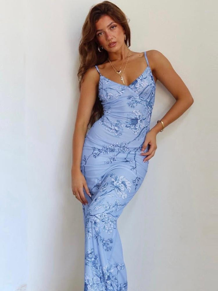 Lena Maxi robe-slip avec imprimé orchidée