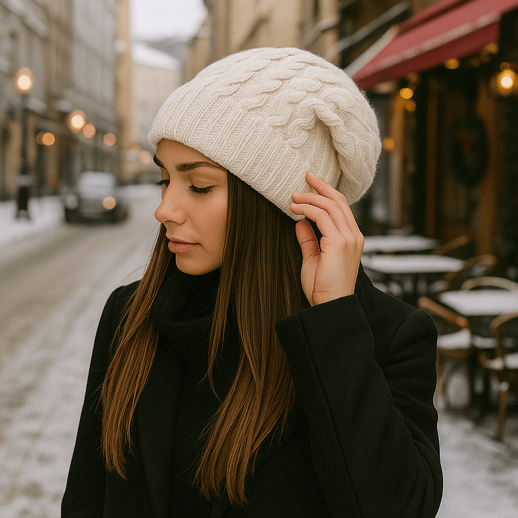 Bonnet femme à effet tricoté épais - Serane