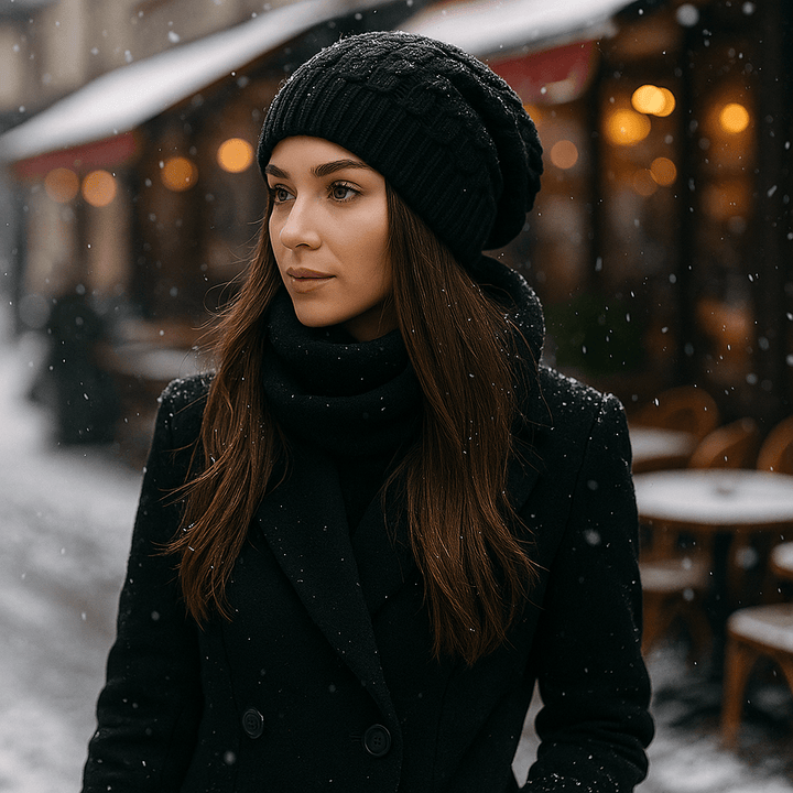 Bonnet femme à effet tricoté épais - Serane