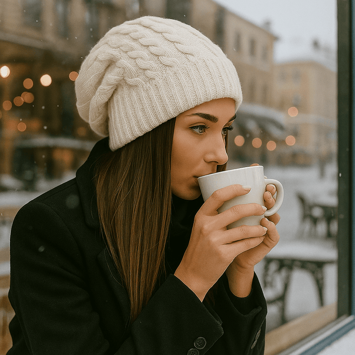 Bonnet femme à effet tricoté épais - Serane