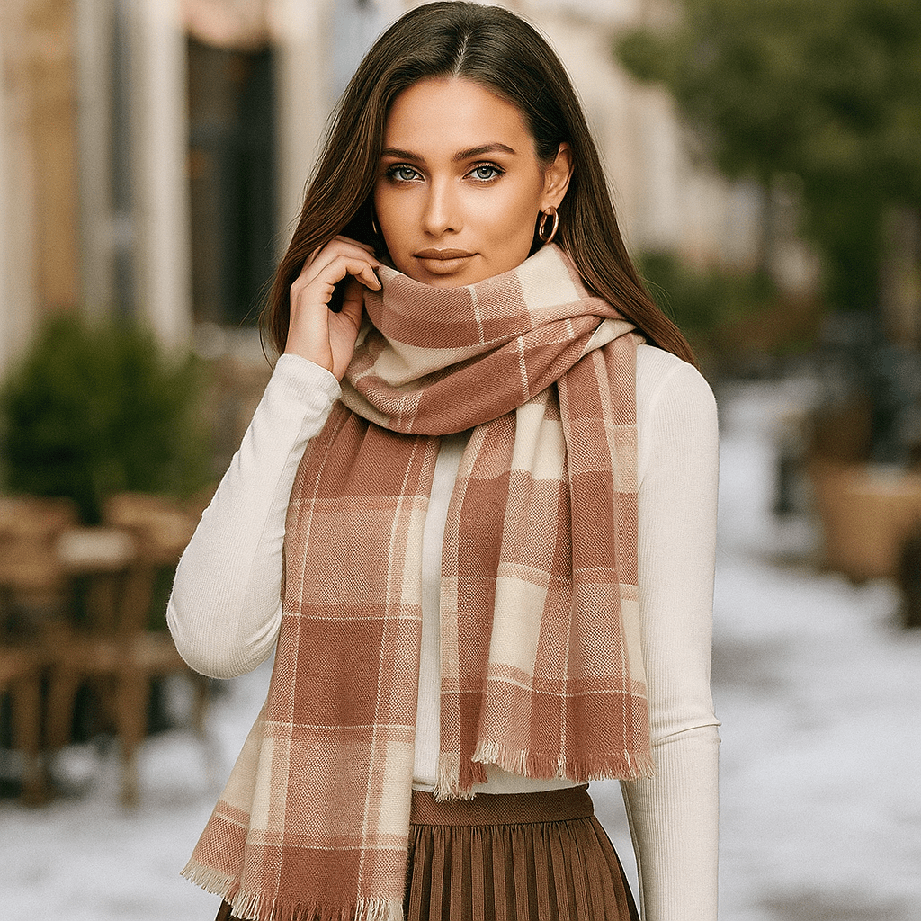 Echarpe à carreaux pour femme, douce et élégante au toucher - Liora