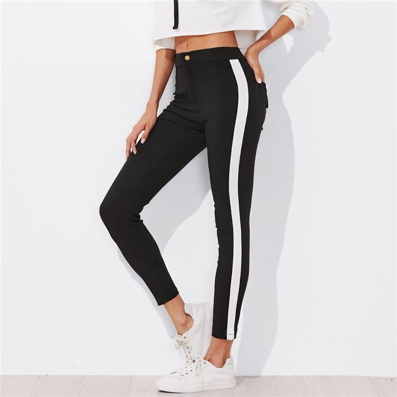 Zuri - Panel rayures pantalon skinny leg