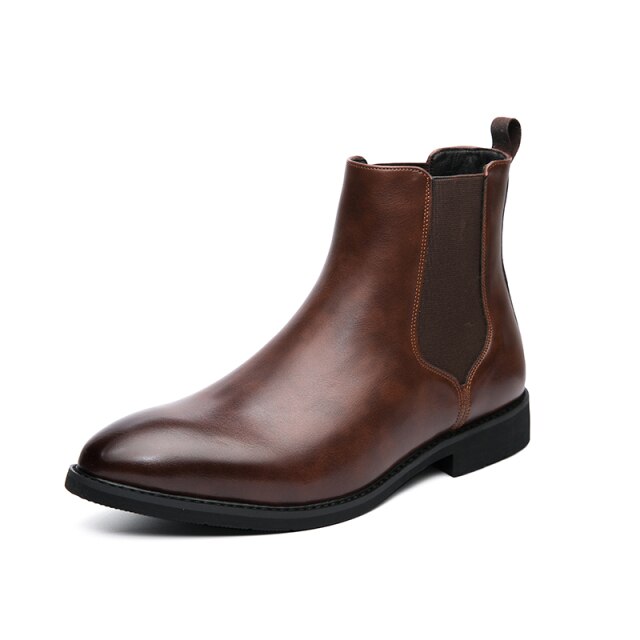 Bottines en cuir pour hommes avec élastique latéral - Heberto