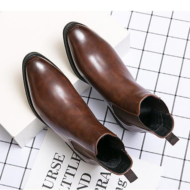 Bottines en cuir pour hommes avec élastique latéral - Heberto