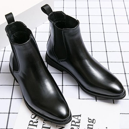 Bottines en cuir pour hommes avec élastique latéral - Heberto