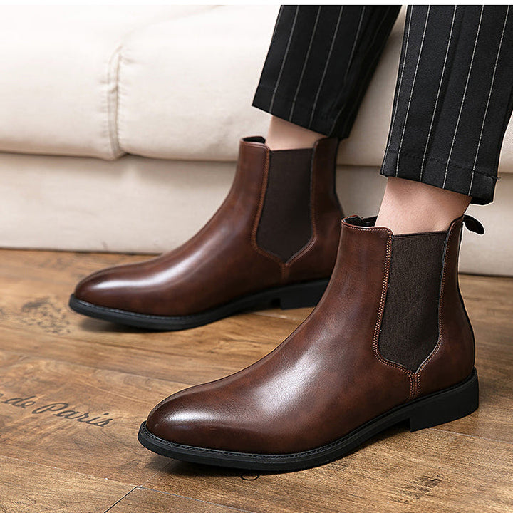 Bottines en cuir pour hommes avec élastique latéral - Heberto