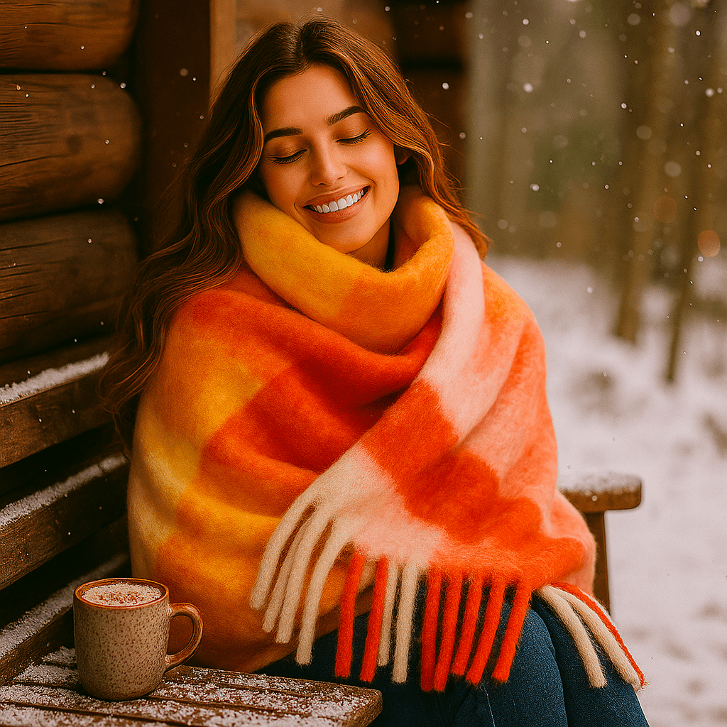 Echarpe épaisse en laine avec longues franges pour femmes - Naima