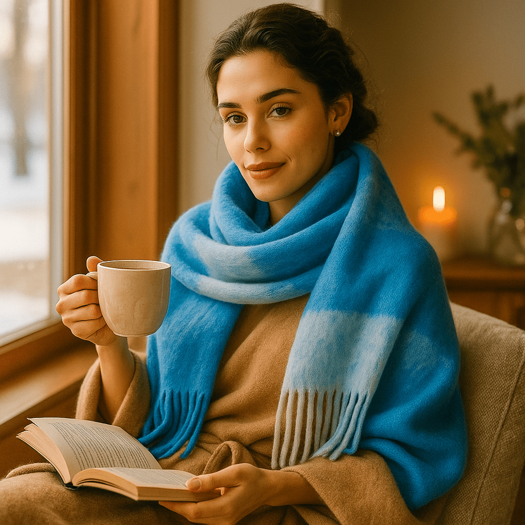 Echarpe épaisse en laine avec longues franges pour femmes - Naima