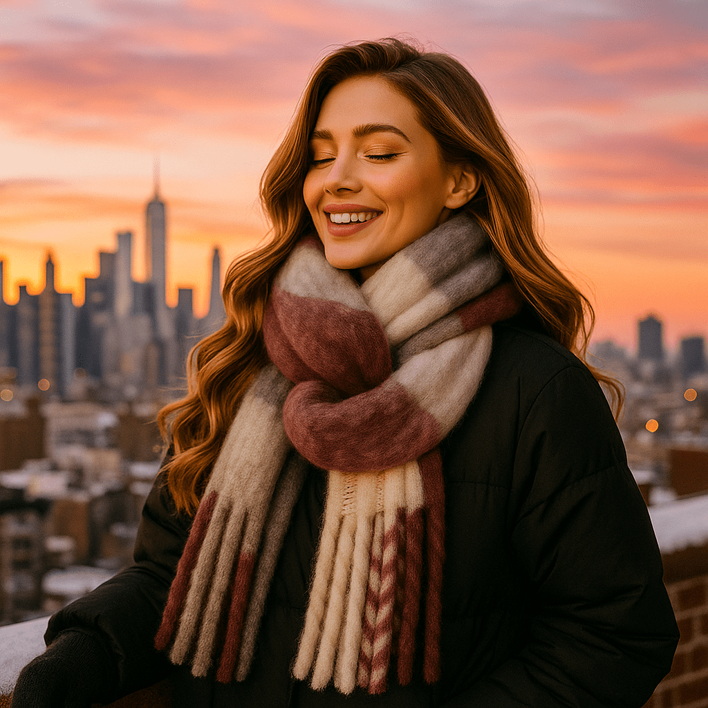 Echarpe épaisse en laine avec longues franges pour femmes - Naima