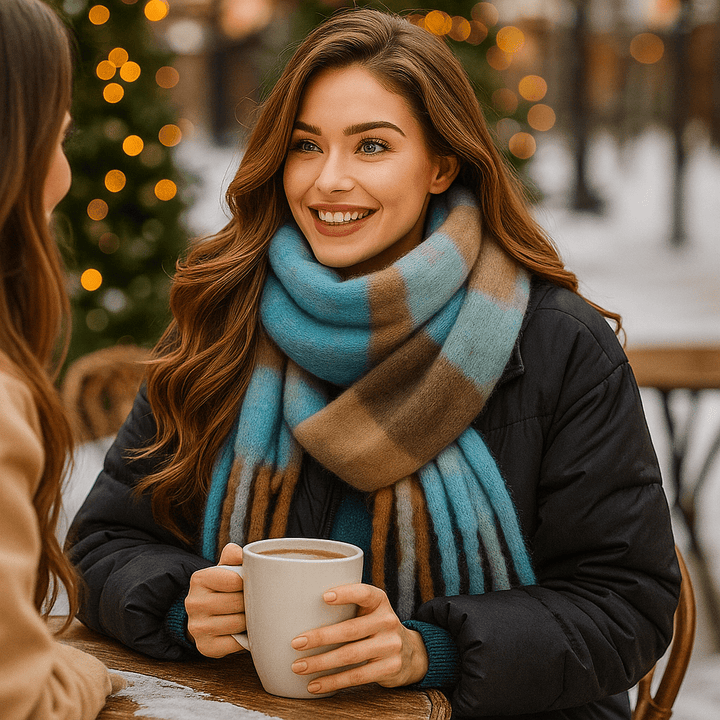 Echarpe épaisse en laine avec longues franges pour femmes - Naima