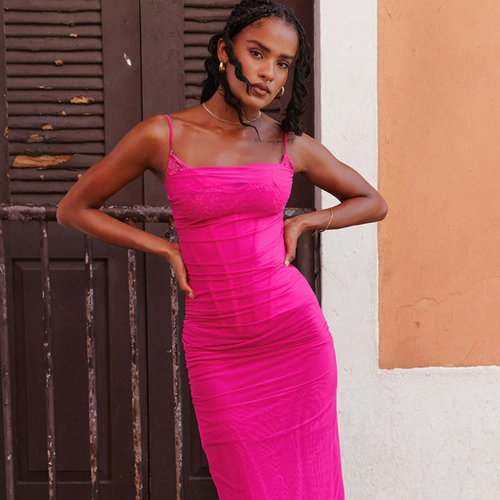 Frida - Longue robe rose