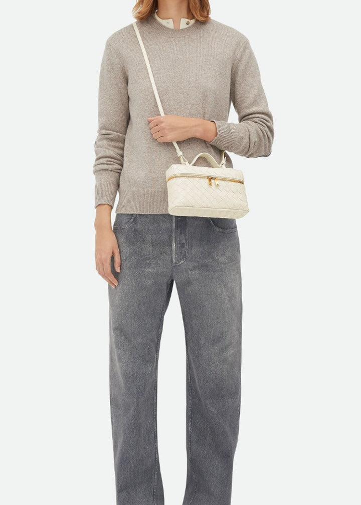 Sac tressé pour femme noir structure rigide zips dorés - Valeska