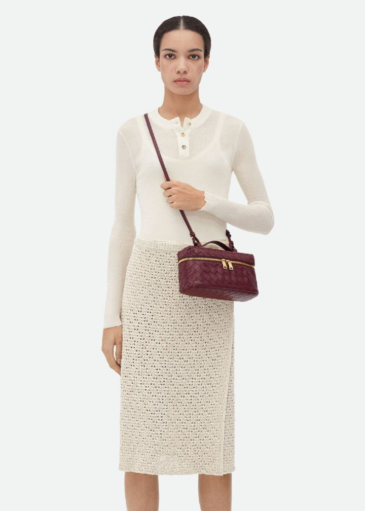 Sac tressé pour femme noir structure rigide zips dorés - Valeska