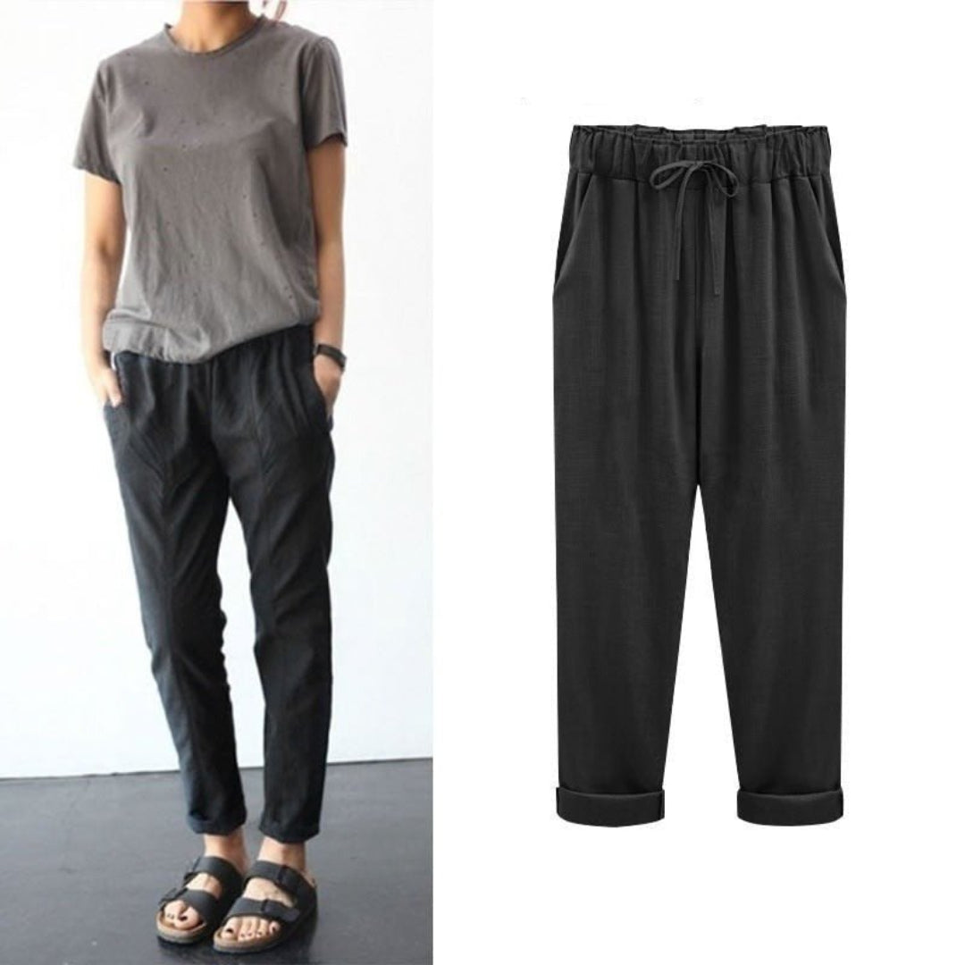 Pantalon d'été pour femmes - style décontracté avec cordon de serrage