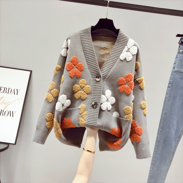 Cardigan à fleurs rayonnantes