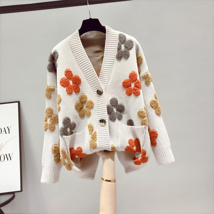 Cardigan à fleurs rayonnantes